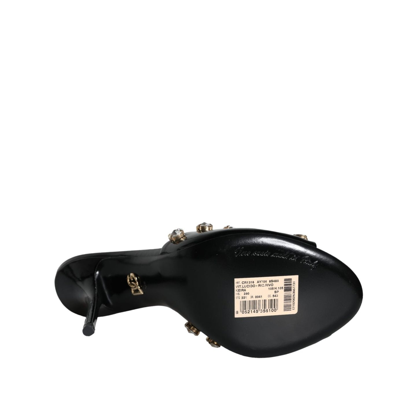 Dolce & Gabbana Black Crystal Heels Keira Sandals Shoes