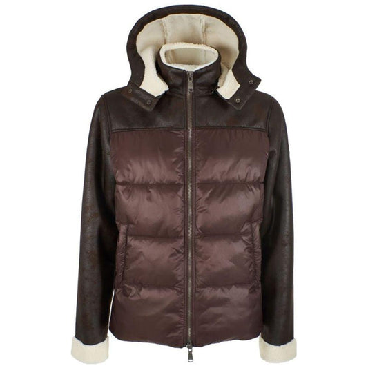Yes Zee Brown Nylon Men's Quilted Jacket Yes Zee Dark Slate Gray
