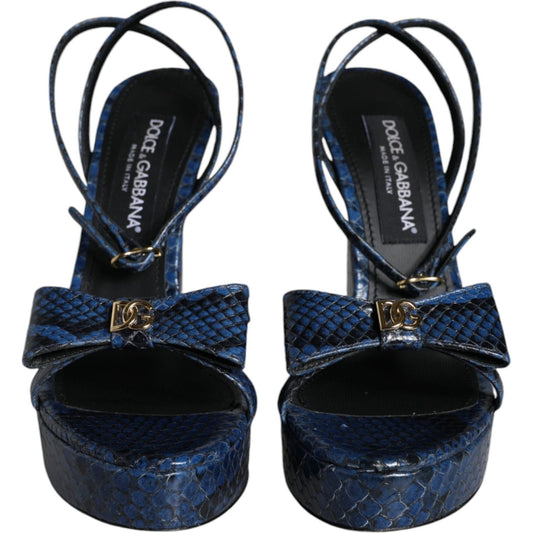 Dolce & Gabbana Blue Leather Ankle Strap Heels Sandals Shoes Dolce & Gabbana Black