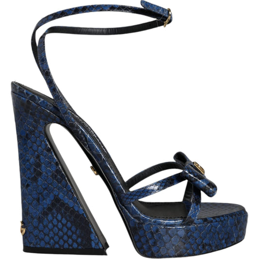 Dolce & Gabbana Blue Leather Ankle Strap Heels Sandals Shoes Dolce & Gabbana Dark Slate Gray