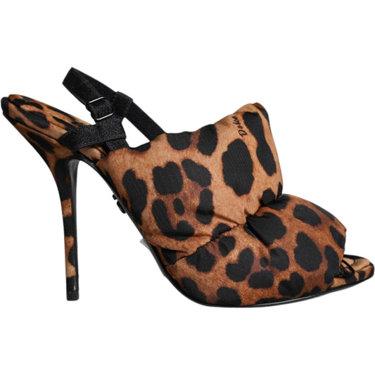 Dolce & Gabbana Brown Leopard Keira Slingback Sandals Shoes Dolce & Gabbana Dark Slate Gray