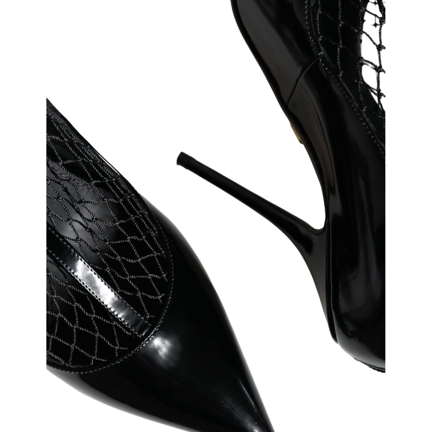 Dolce & Gabbana Black Mesh Patent Leather Heels Pumps Shoes