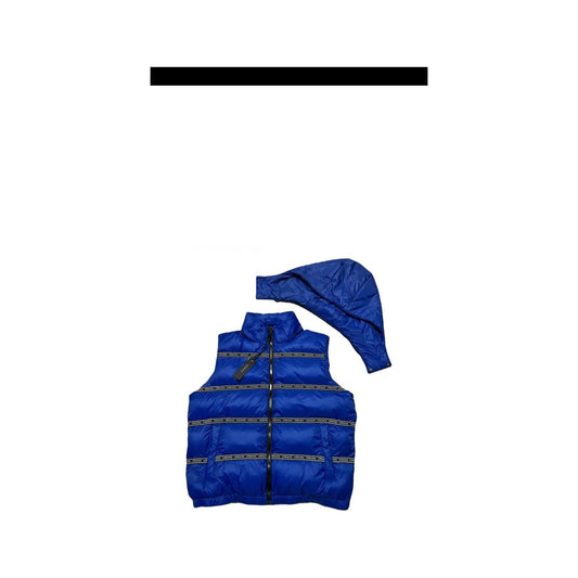 Versace Elegant Black Logo Band Vest with Detachable Hood Versace Midnight Blue