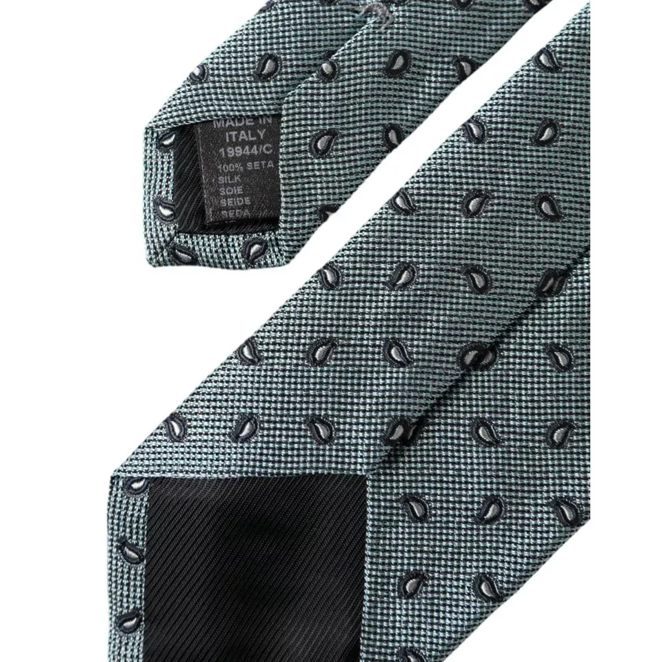 Dolce & Gabbana Green 100% Silk Patterned Adjustable Men Tie