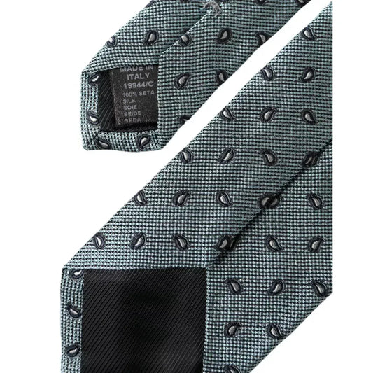 Dolce & Gabbana Green 100% Silk Patterned Adjustable Men Tie KRA3327