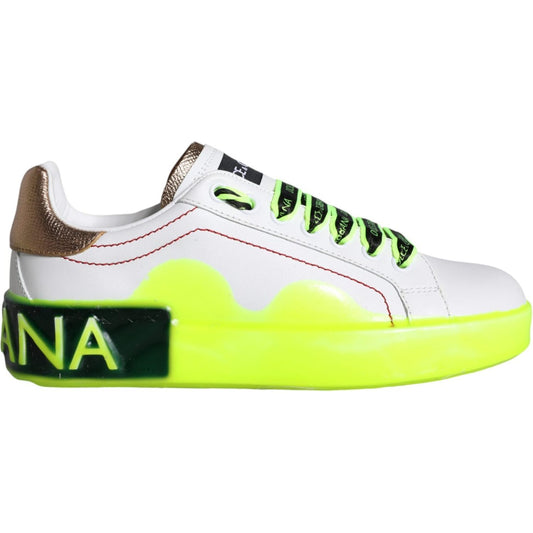 Dolce & Gabbana White Leather Portofino Low Top Sneakers Shoes Dolce & Gabbana Dark Slate Gray