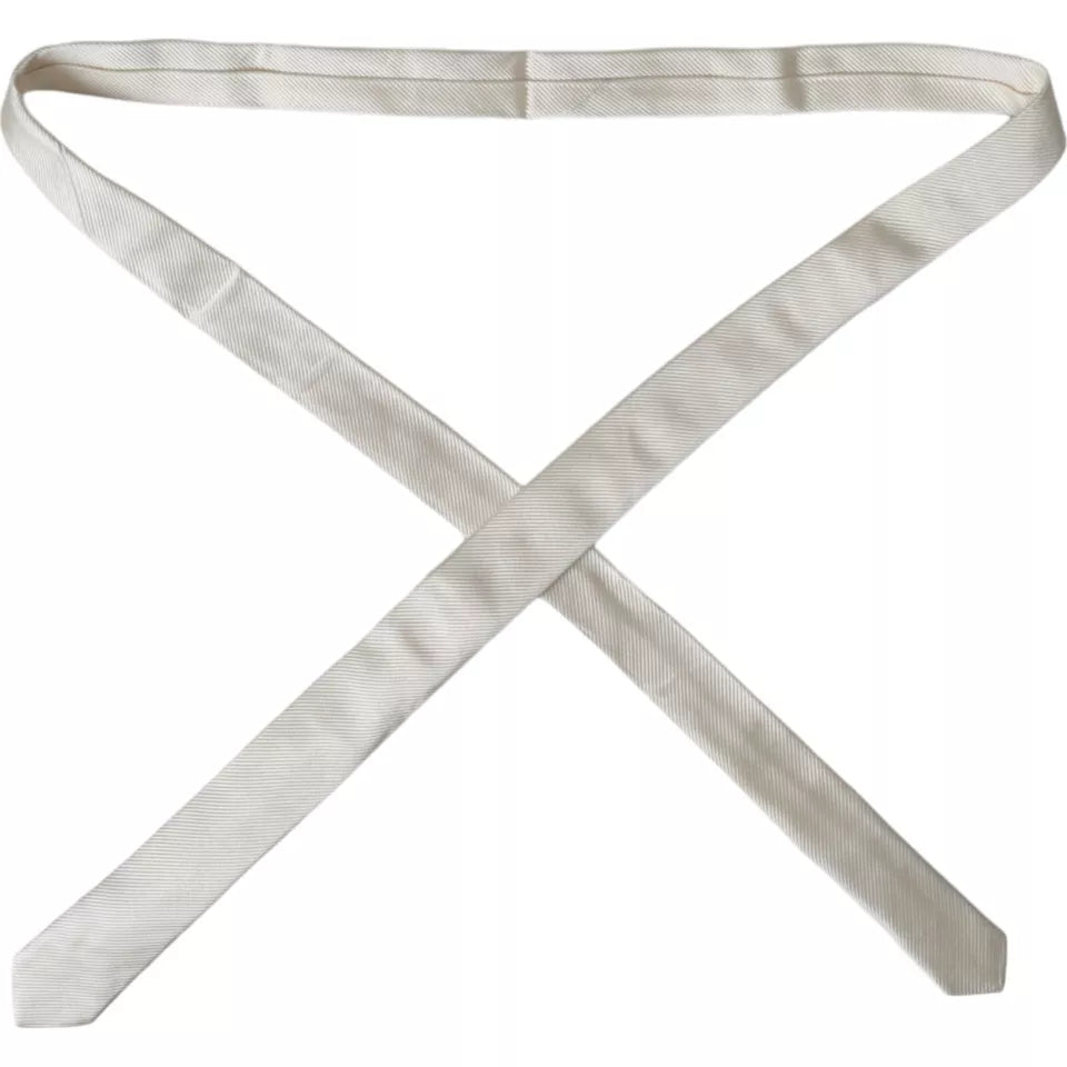 ربطة عنق قابلة للتعديل من دولتشي آند غابانا مصنوعة من الحرير بنسبة 100% باللون الأبيض