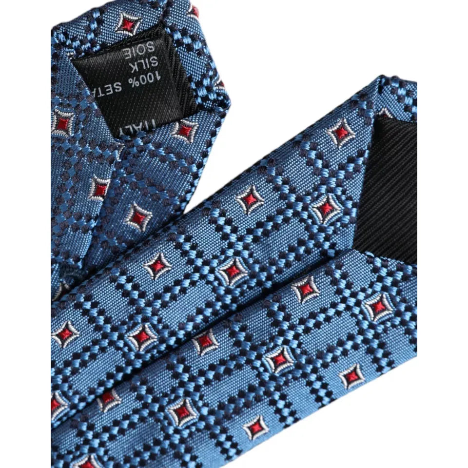 ربطة عنق رجالية قابلة للتعديل من دولتشي آند غابانا مصنوعة من الحرير بنسبة 100% باللون الأزرق