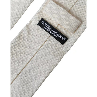 Dolce & Gabbana Off White Patterned Silk Classic Adjustable Tie