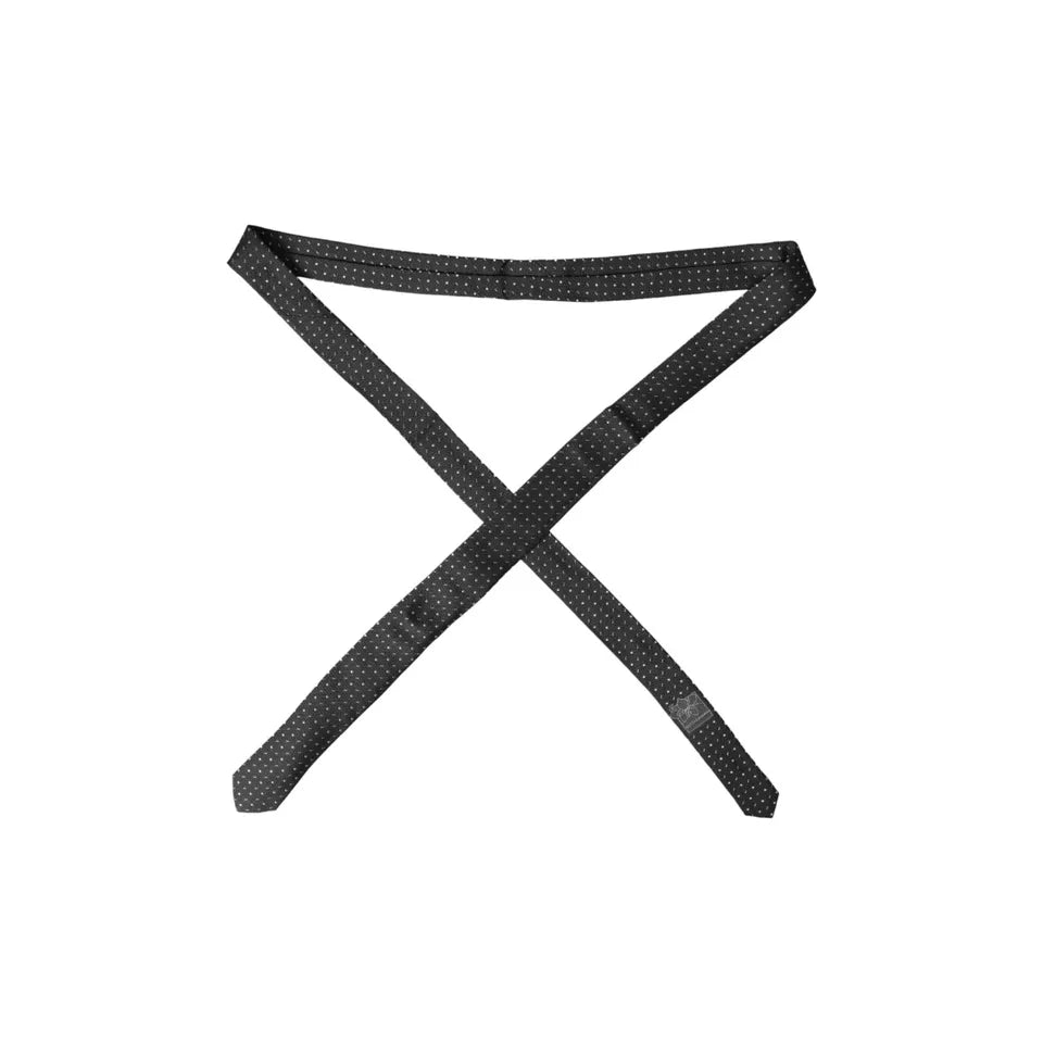 ربطة عنق رجالية من الحرير قابلة للتعديل ومنقطة باللون الأسود من دولتشي آند غابانا