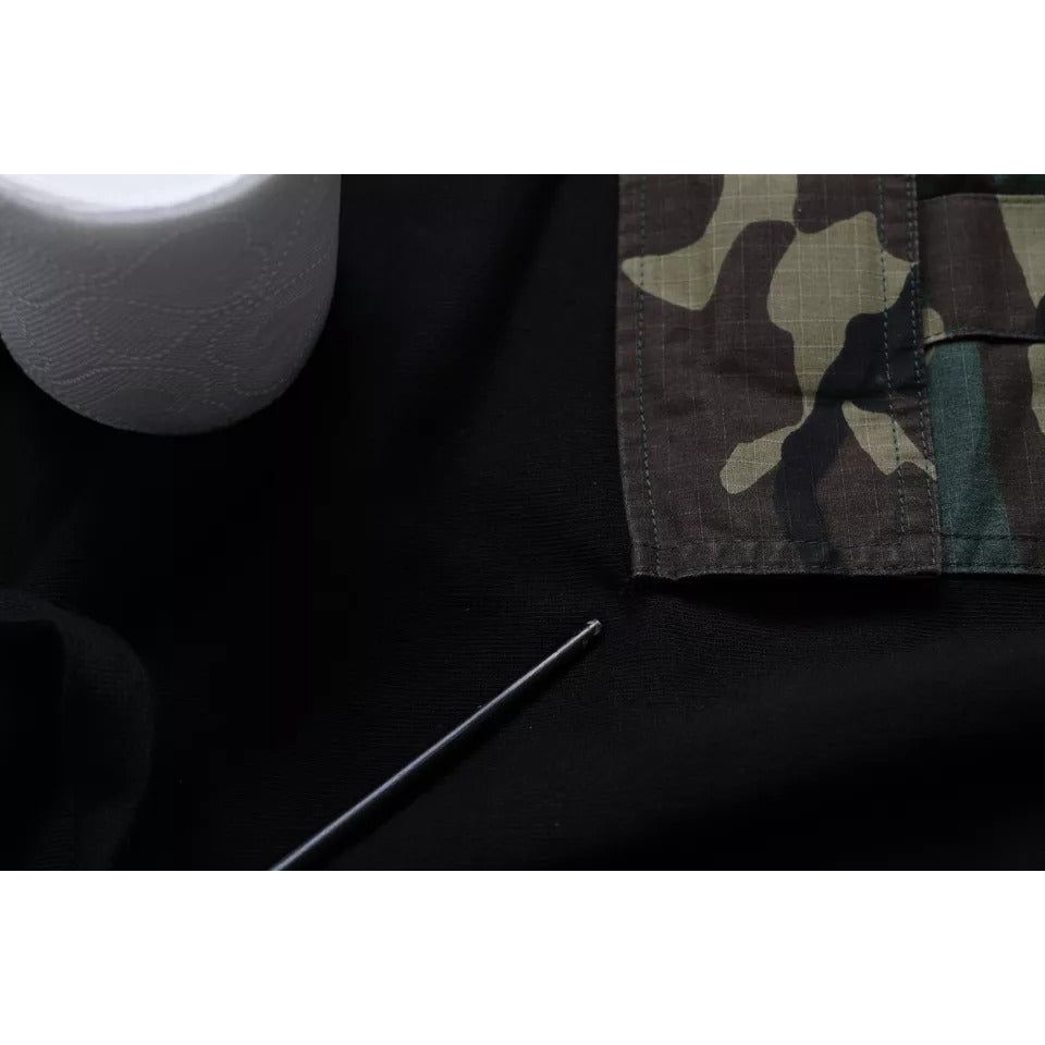 سويت شيرت بغطاء رأس وطبعة مموهة باللون الأسود من دولتشي آند غابانا