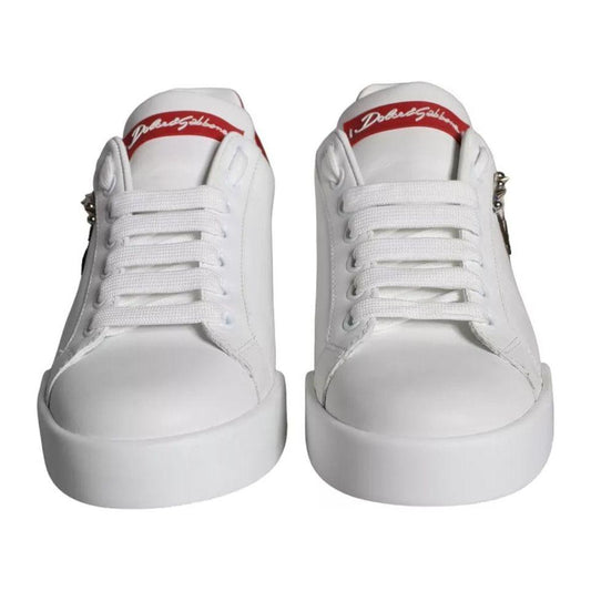 Dolce & Gabbana White Patch Calfskin Nappa Portofino Sneakers Shoes Dolce & Gabbana Light Gray