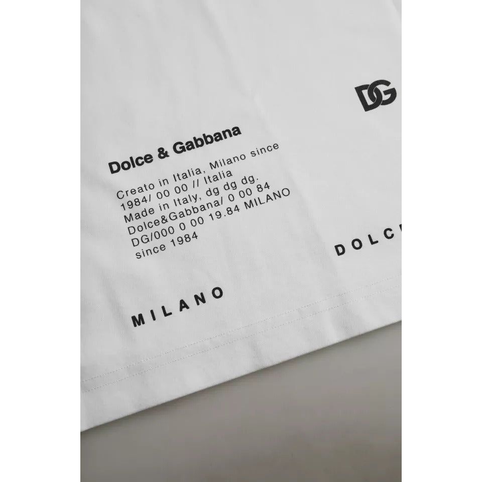 تي شيرت رجالي قطني بطبعة شفاه حمراء بيضاء من دولتشي آند غابانا