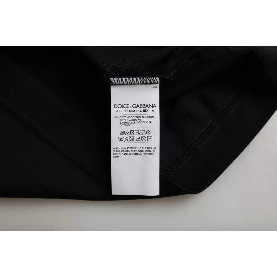 تي شيرت رجالي من دولتشي آند غابانا، قطن أسود، برقبة دائرية، وأكمام قصيرة