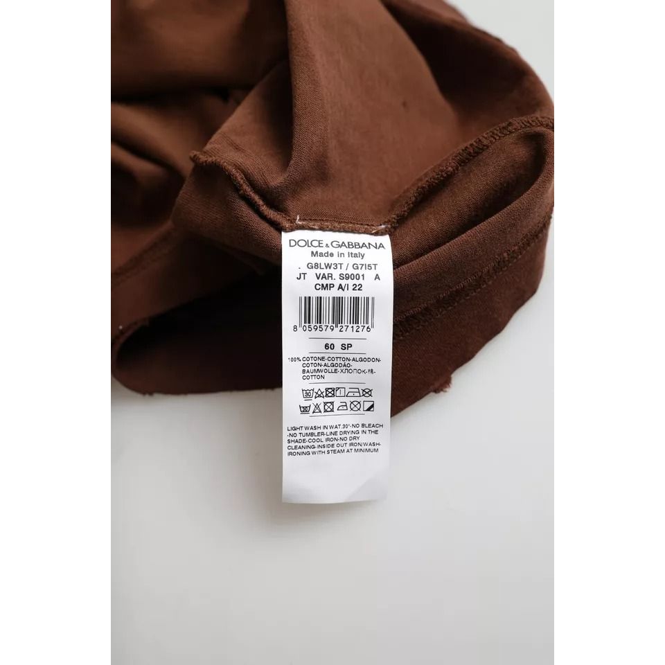 Dolce & Gabbana Brown Color Splash Cotton Crew Neck T-shirt