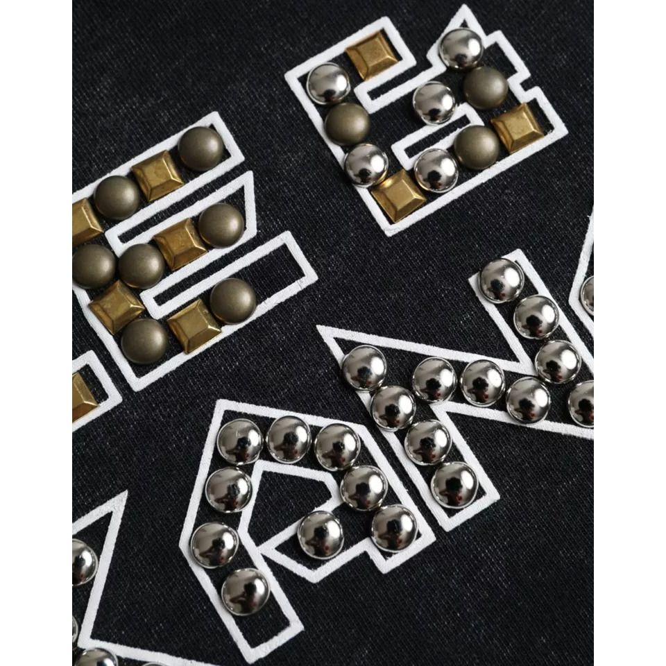 تي شيرت رجالي من Dolce &amp; Gabbana مطبوع عليه شعار Dolce &amp; Gabbana باللون الأسود من القطن برقبة دائرية