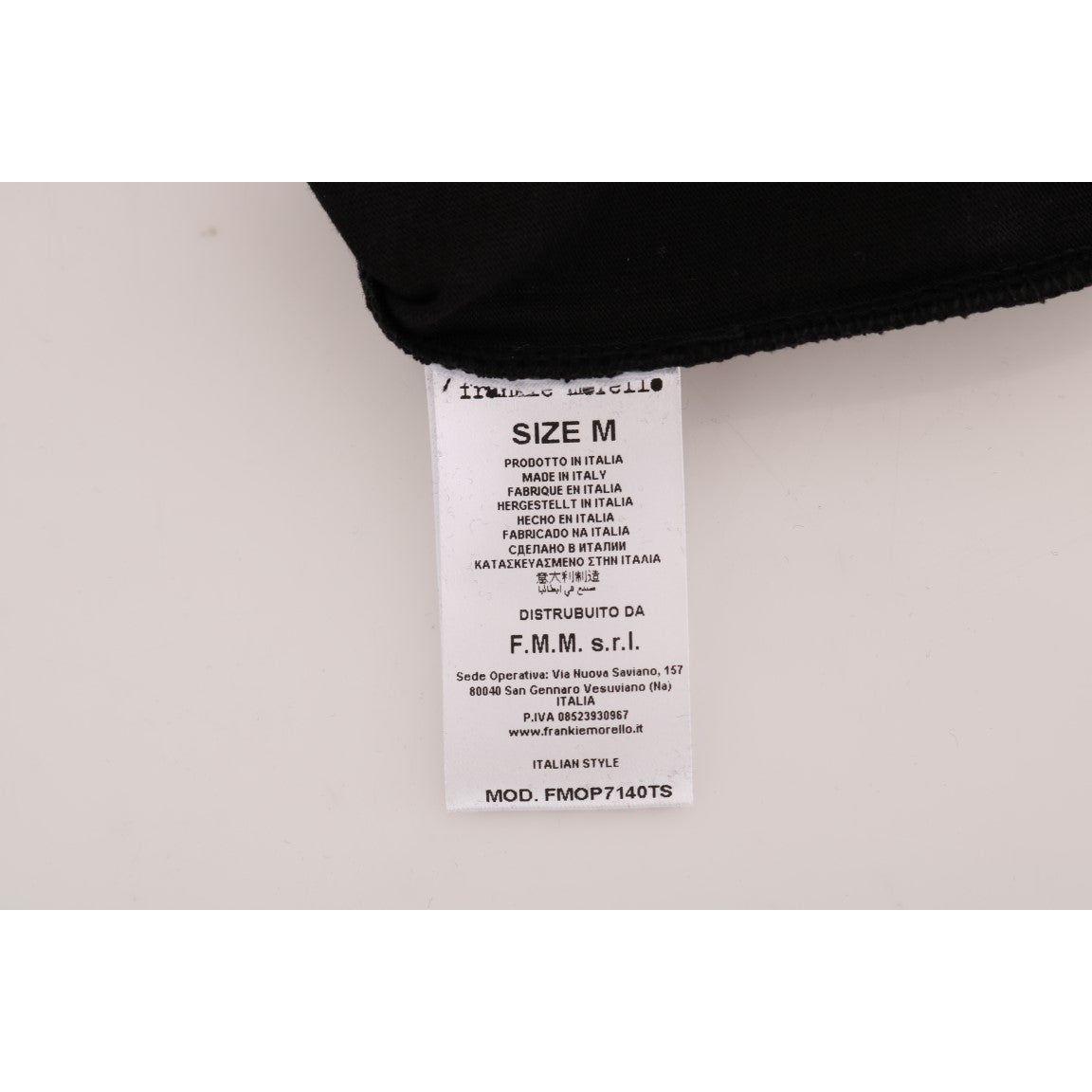 تي شيرت Frankie Morello أنيق أسود اللون برقبة دائرية مع شعار "RIDERS"