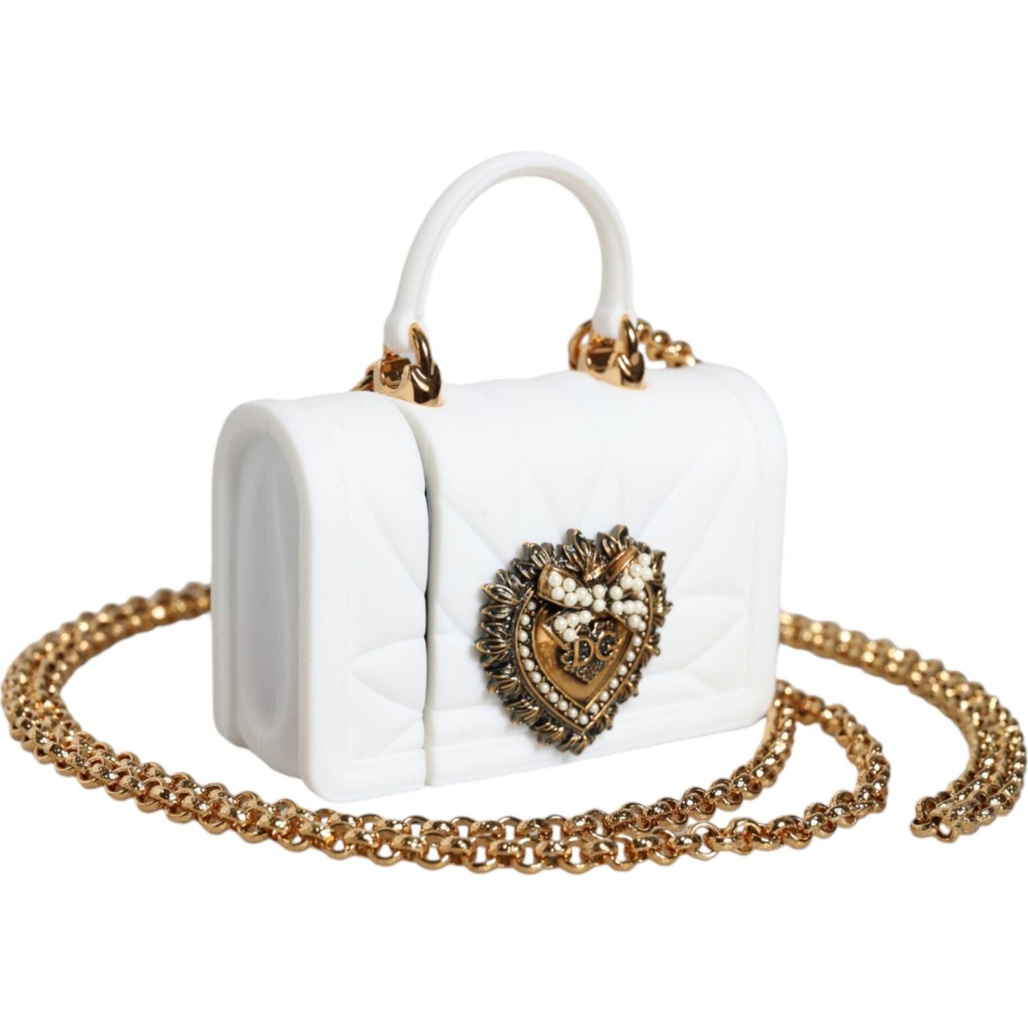 Dolce & Gabbana White Silicone Devotion Heart Cover Hand Bag Airpod Case