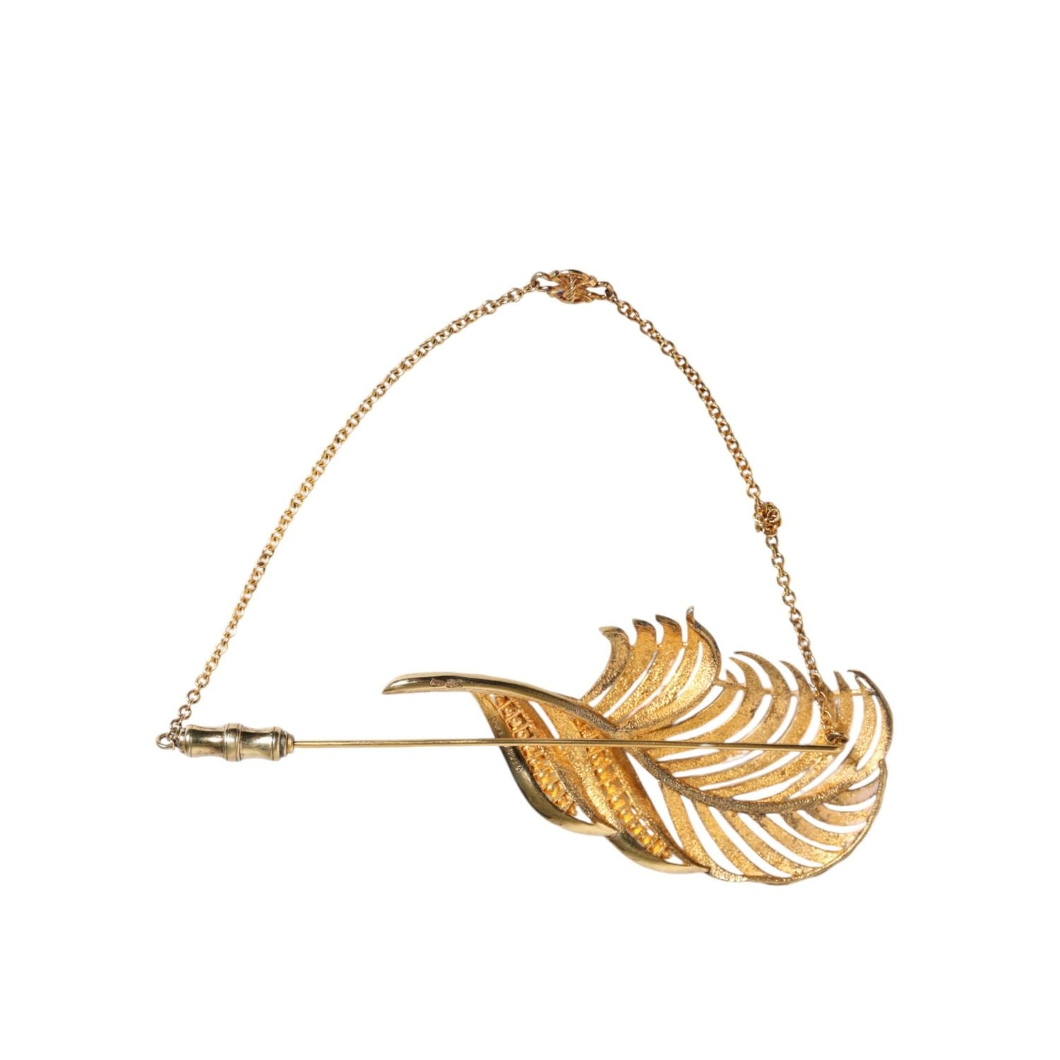 دبوس بروش من الفضة الإسترلينية عيار 925 على شكل أوراق شجر من دولتشي آند غابانا باللون الذهبي