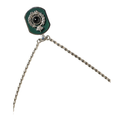 Dolce & Gabbana Sterling Silver 925 Chain Bar Gem Pendant Logo Necklace Necklace