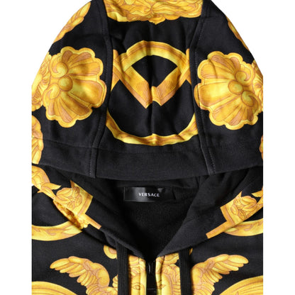 Versace Black Medusa Print Cotton Full Zip HoodieSweatshirt Sweater