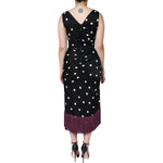Dolce & Gabbana Black Silk Polka Dot V-neck Tassel Midi Dress DR281192-44