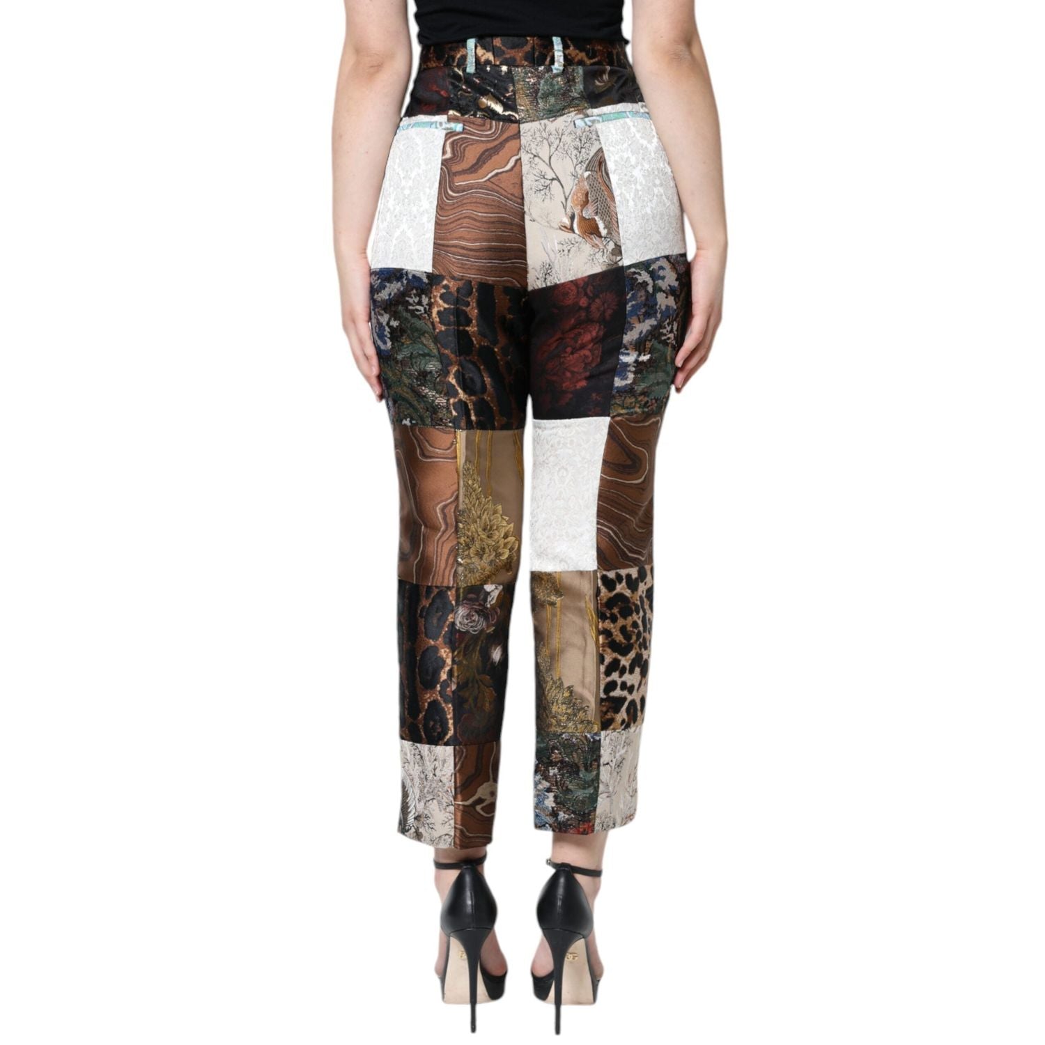 Dolce & Gabbana Multicolor Patchwork Jacquard High Waist Pants