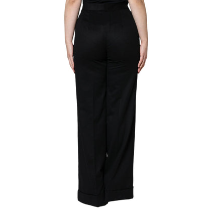 Dolce & Gabbana Black Cashmere Mid Waist Women Boot Cut Pants