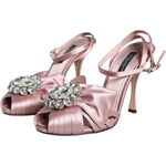 Dolce & Gabbana Pink Keira Crystal Heels Sandals Shoes LA11655-36