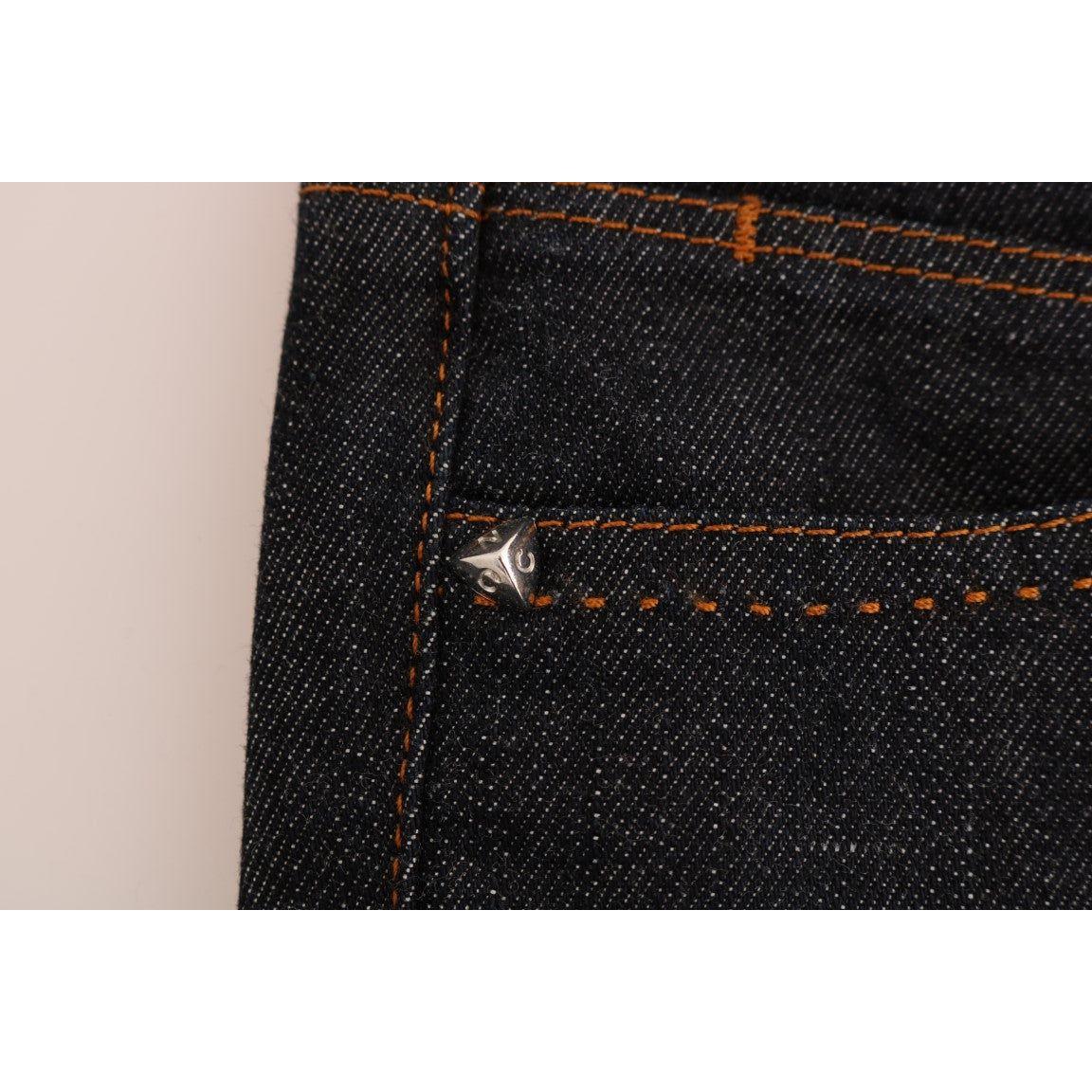 Costume National Blue Cotton Stretch Slim Fit Jeans