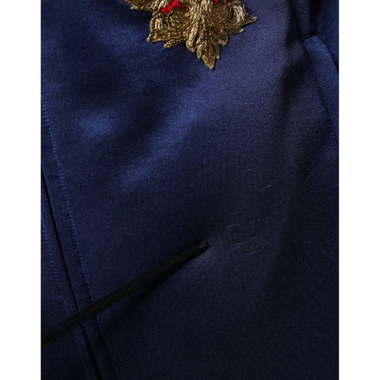 Dolce & Gabbana Blue Heraldic Patch Stripe King Bee Sweater