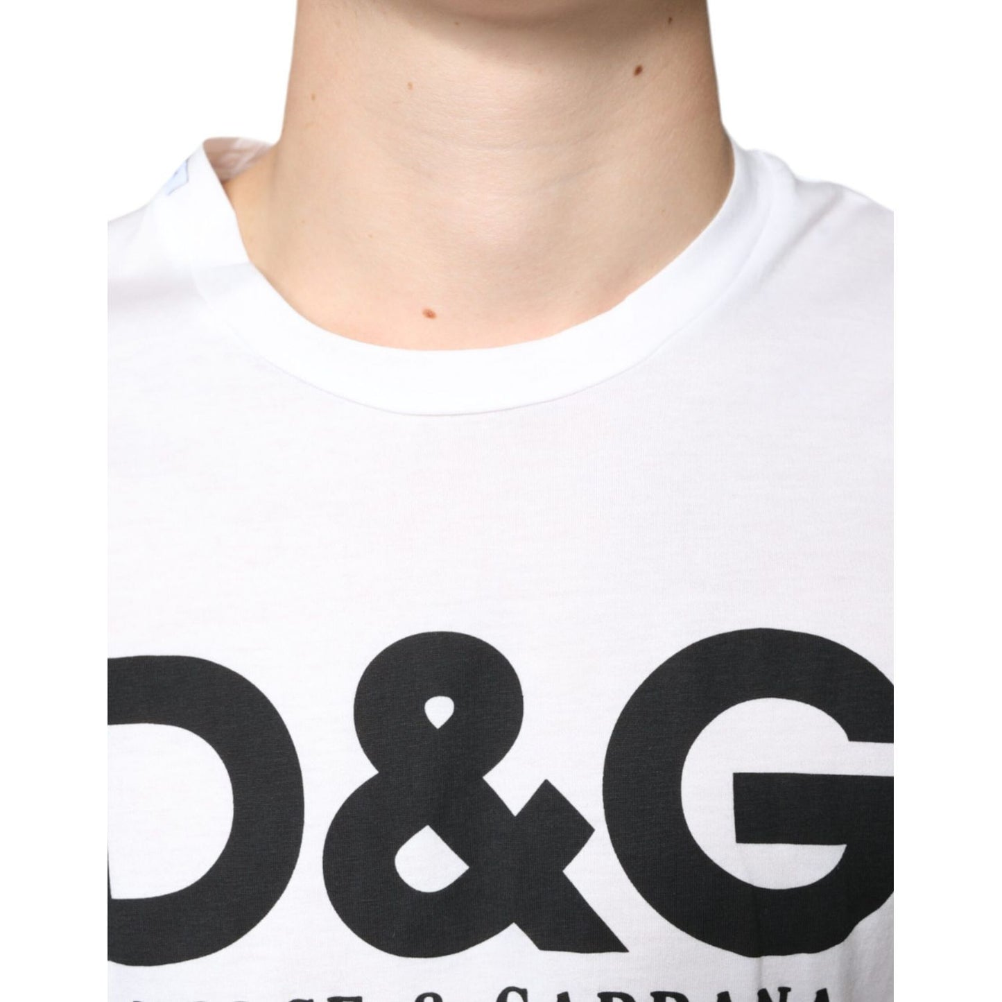 Dolce & Gabbana White Cotton DG Logo Print Casual T-shirt