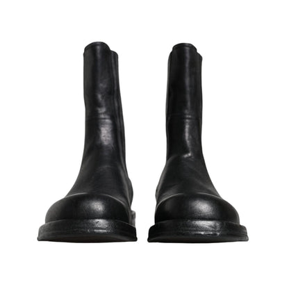 Dolce & Gabbana Black Horse Leather Mid Calf Boots Shoes