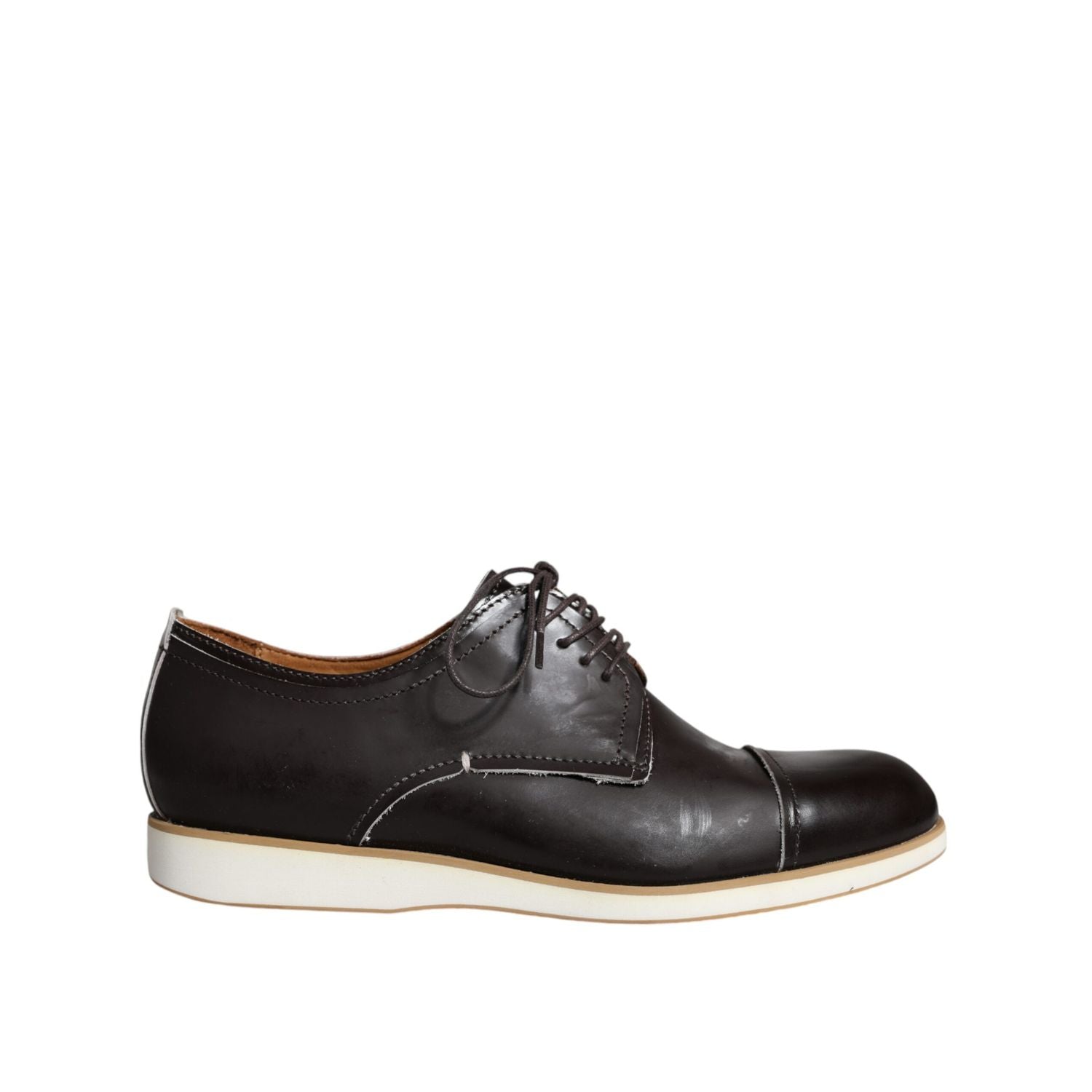 Pollini Black White Leather Lace Up Men Dress Formal Shoes
