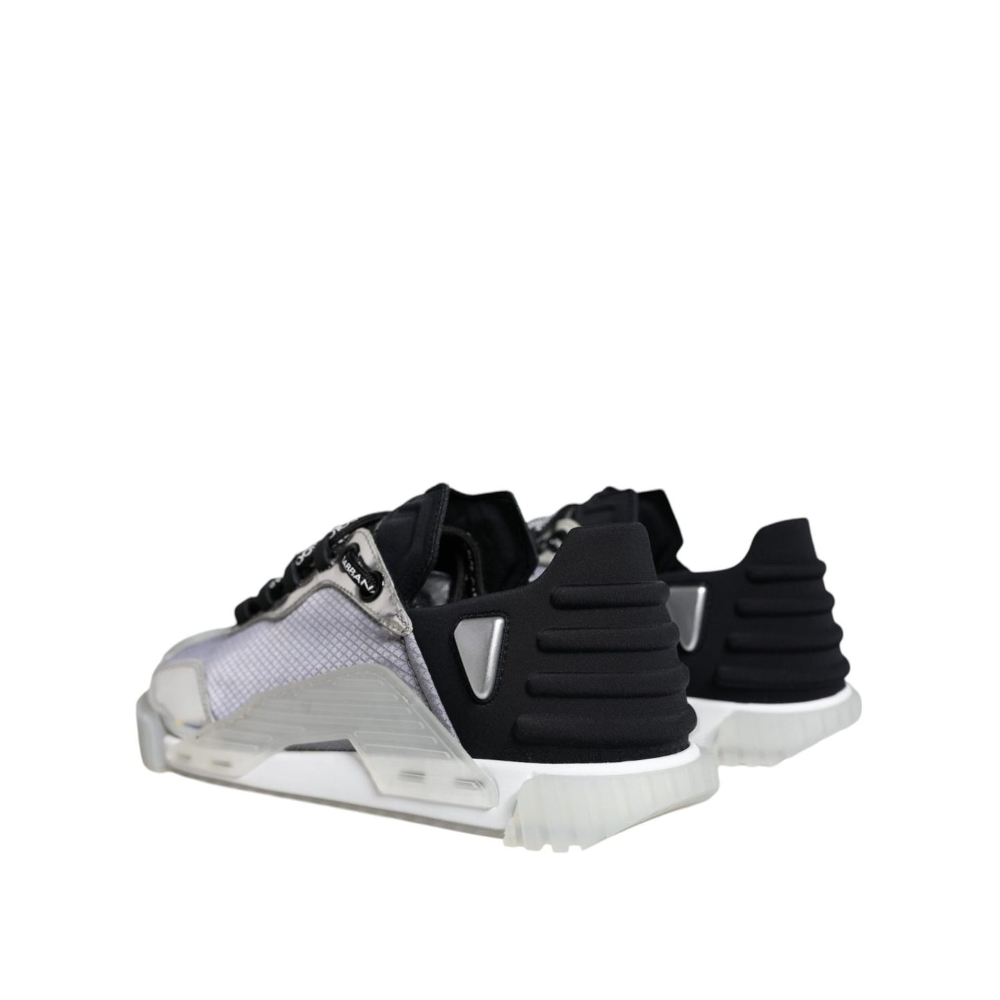 Dolce & Gabbana Silver Black Nylon NS1 Low Top Sneakers Shoes
