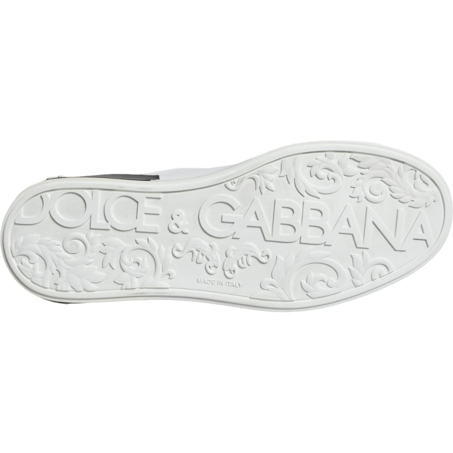 Dolce & Gabbana Black Leather Logo Portofino Sneaker Shoes
