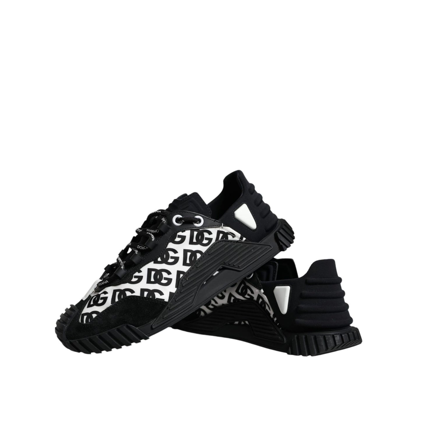 Dolce & Gabbana Black Logo Lace Up Low Top NS1 Sneakers Shoes