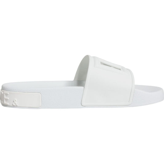 Dolce & Gabbana White Rubber Slides Sandals Beachwear Shoes Dolce & Gabbana Lavender