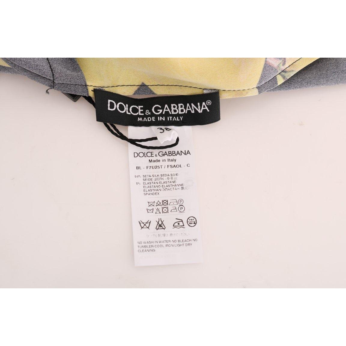 Dolce & Gabbana Multicolor Lemon Silk Stretch T-Shirt