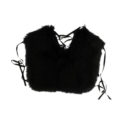 Dolce & Gabbana Black Silver Fox Fur Scarf Fur Scarves