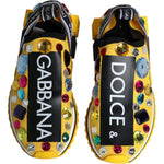 Dolce & Gabbana Yellow Sorrento Crystals Low Top Sneakers Shoes