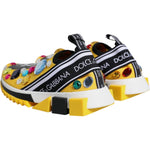 Dolce & Gabbana Yellow Sorrento Crystals Low Top Sneakers Shoes