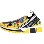 Dolce & Gabbana Yellow Sorrento Crystals Low Top Sneakers Shoes