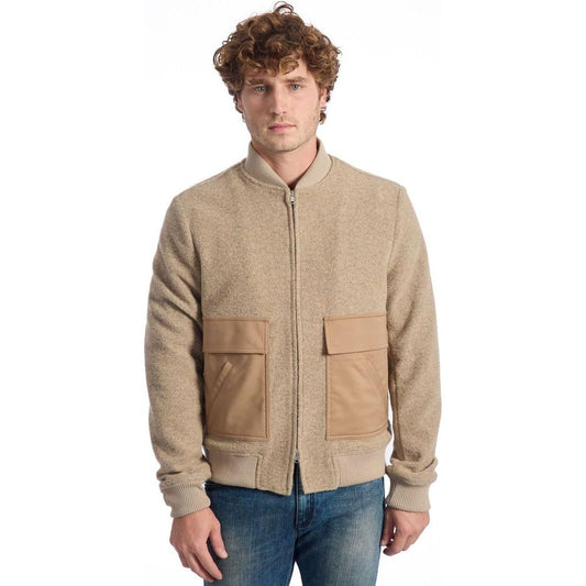 Roberto Pepe Luxury Beige Wool Men Jacket Roberto Pepe Luxury Rosy Brown
