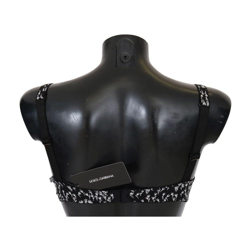 Dolce & Gabbana Black Silk White Lace Stretch Underwear Bra