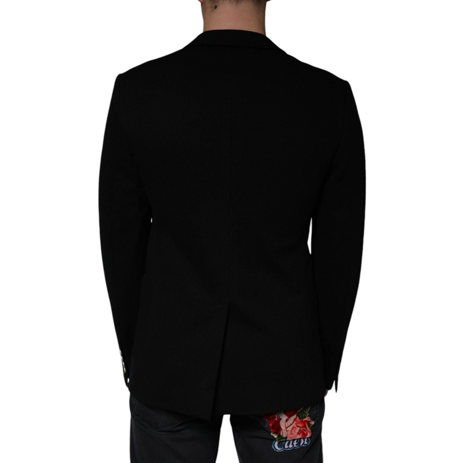 Dolce & Gabbana Black Crown Bee Single Breasted Coat Blazer