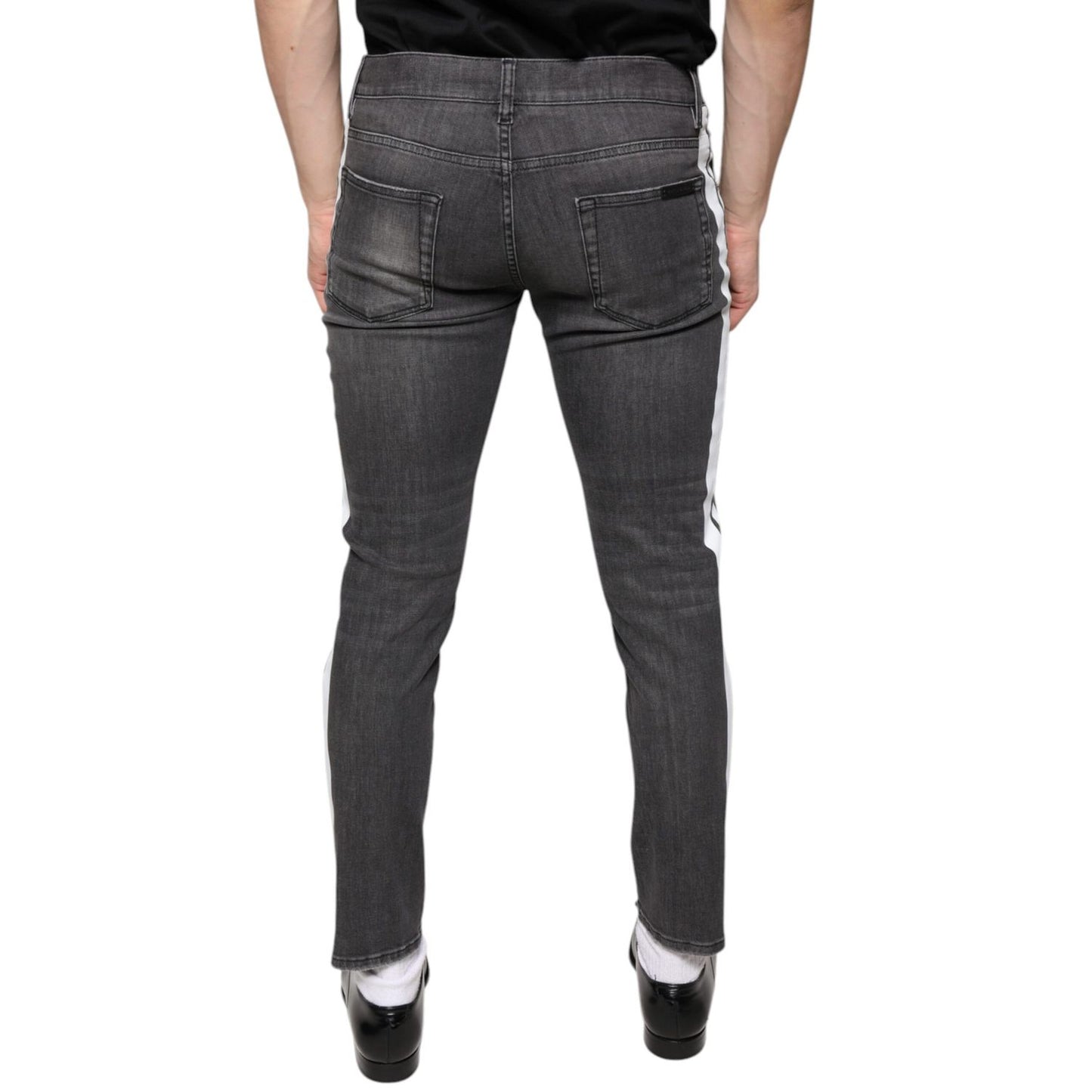 Dolce & Gabbana Black Tattered Cotton Skinny Men Denim Jeans