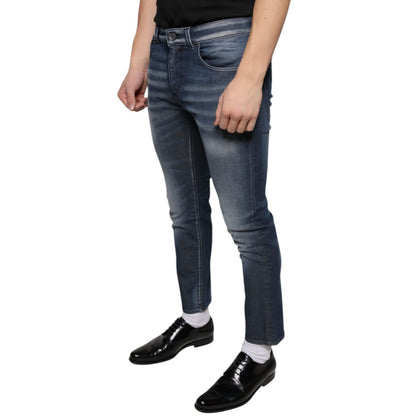Dolce & Gabbana Dark Blue Washed Cotton Skinny Denim Jeans