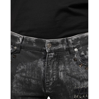 Dolce & Gabbana Black Embellished Cotton Skinny Denim Jeans