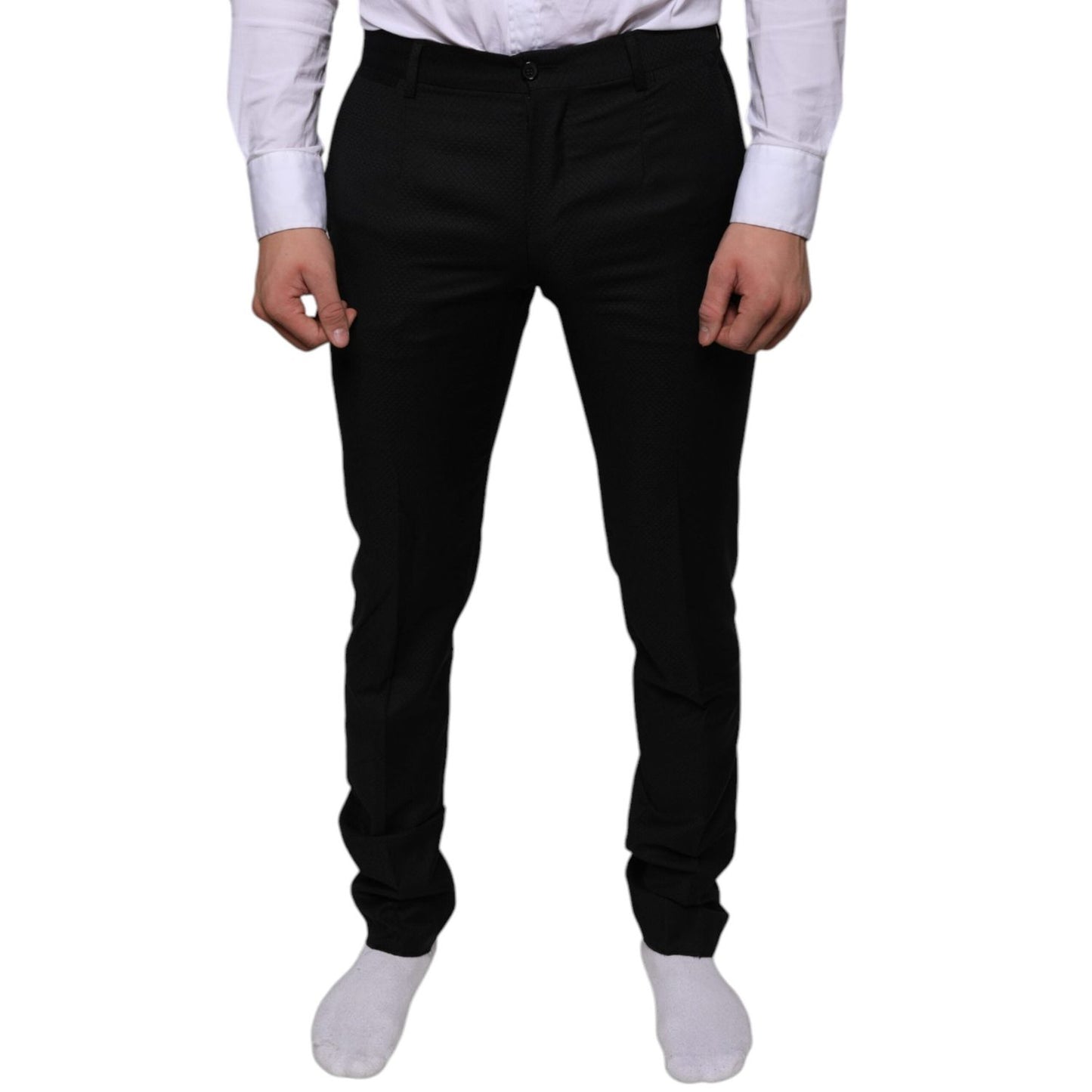 Dolce & Gabbana Black Wool Skinny Dress Formal Pants